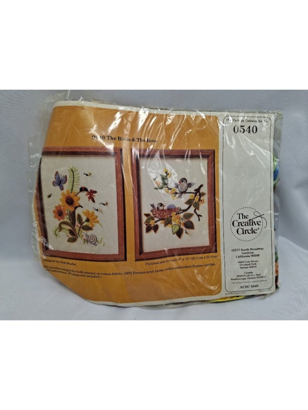 Vtg  NOP The Creative Circle THE BIRDS & THE BEES 540 Crewel Embroidery 8x10